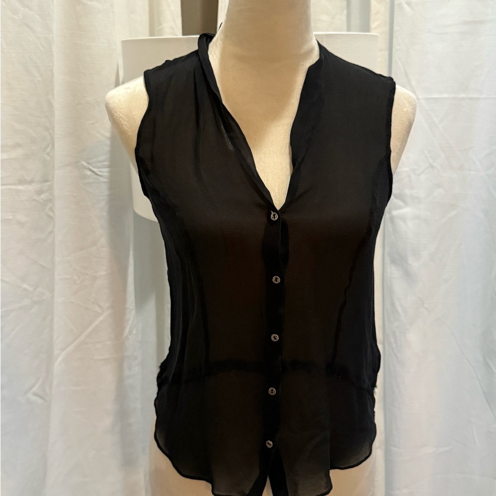 Helmut Lang Sheer Black Sleeveless Blouse